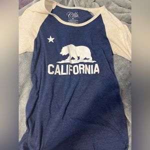 Long sleeve navy and cream California Cold Crush top (not cropped)